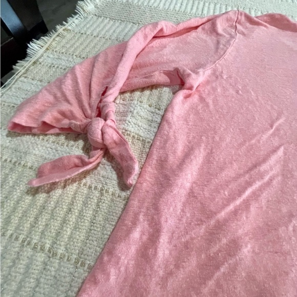 - Sanctuary  Linen Tie Sleeve Tee - Womans Size LP Soft Rose Pink - Picture 9 of 13